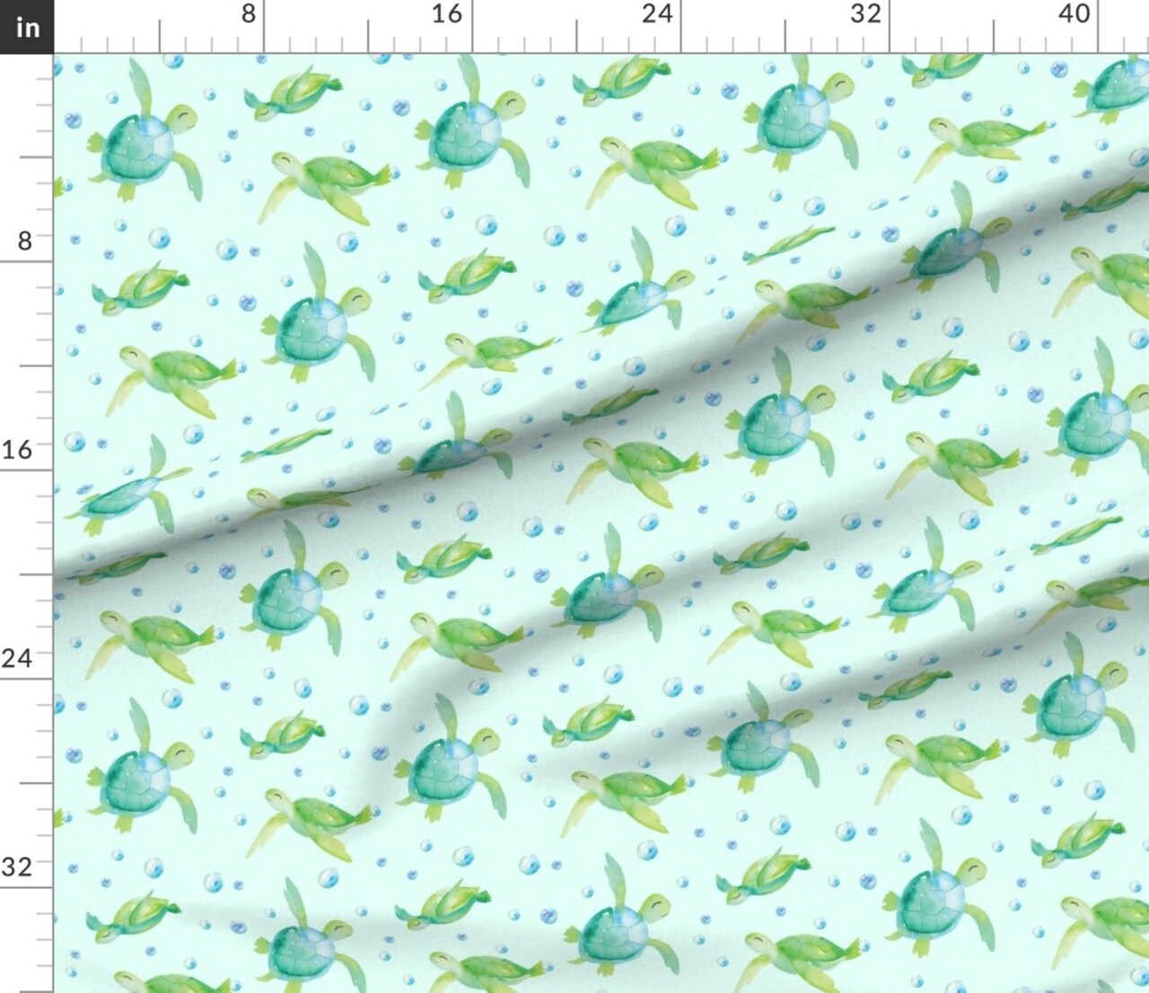 Various Fabrics by the Yard or Fat Quarter Ocean Turtles Green Blue Watercolor Turtle Nursery Bubbles Boy Girl Whimsical Custom Printed Fabric by Spoonflower